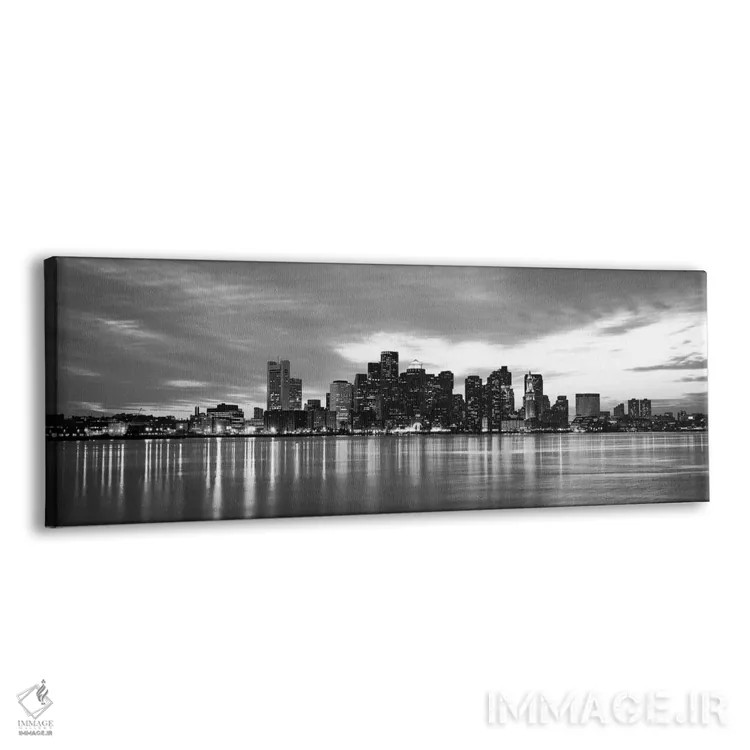 تابلو منظرهٔ گستردهٔ آسماننمای بوستون (سیاه و سفید) اثر هنرمند ناشناس - نمای پرسپکتیو محصول