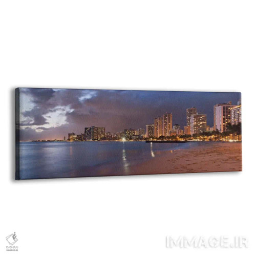 تابلو منظرهٔ گستردهٔ آسماننمای هونولولو (غروب) اثر هنرمند ناشناس - نمای پرسپکتیو محصول