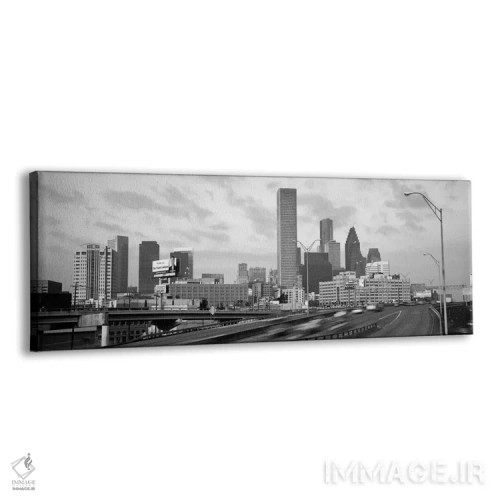 تابلو منظرهٔ گستردهٔ آسماننمای هیوستون (سیاه و سفید) اثر هنرمند ناشناس - نمای پرسپکتیو محصول