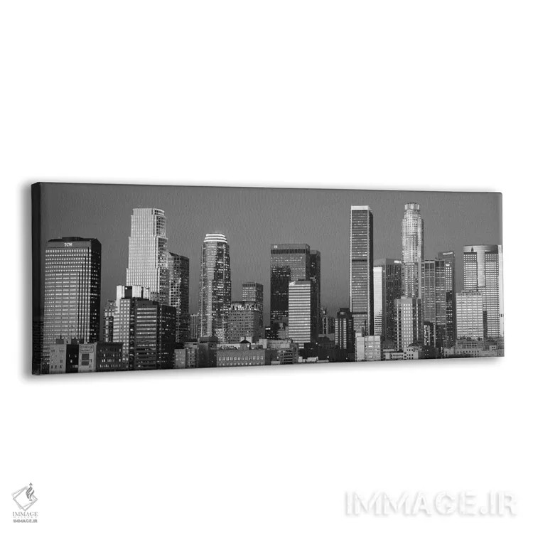 تابلو منظرهٔ گستردهٔ آسماننمای لسآنجلس (سیاه و سفید) اثر هنرمند ناشناس - نمای پرسپکتیو محصول