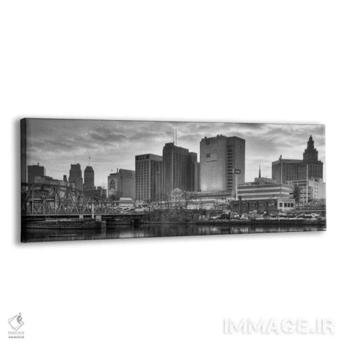 تابلو منظرهٔ گستردهٔ آسماننمای نیوارک (سیاه و سفید) اثر هنرمند ناشناس - نمای پرسپکتیو محصول