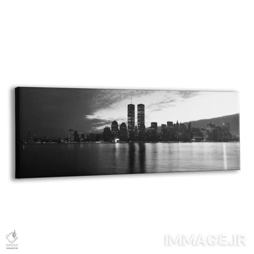 تابلو منظرهٔ گستردهٔ آسماننمای نیویورک (سیاه و سفید) اثر هنرمند ناشناس - نمای پرسپکتیو محصول