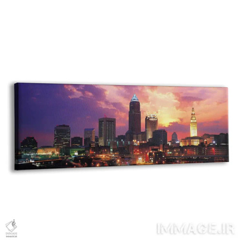 تابلو منظرهٔ گستردهٔ آسماننمای کلیولند (غروب) اثر هنرمند ناشناس - نمای پرسپکتیو محصول