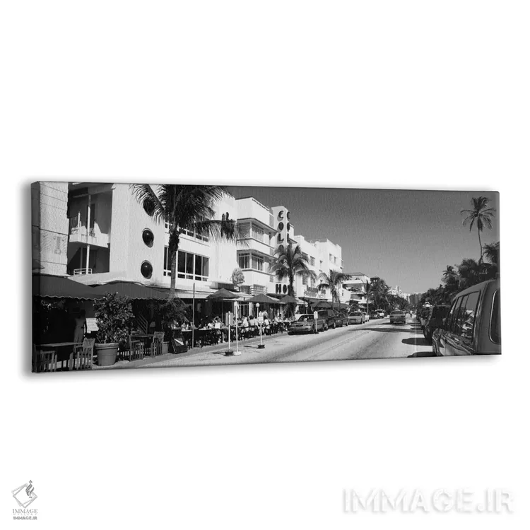 تابلو منظرهٔ گستردهٔ آسماننمای میامی (سیاه و سفید) اثر هنرمند ناشناس - نمای پرسپکتیو محصول