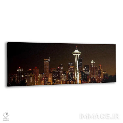 تابلو منظرهٔ گستردهٔ آسماننمای سیاتل (شب) اثر هنرمند ناشناس - نمای پرسپکتیو محصول