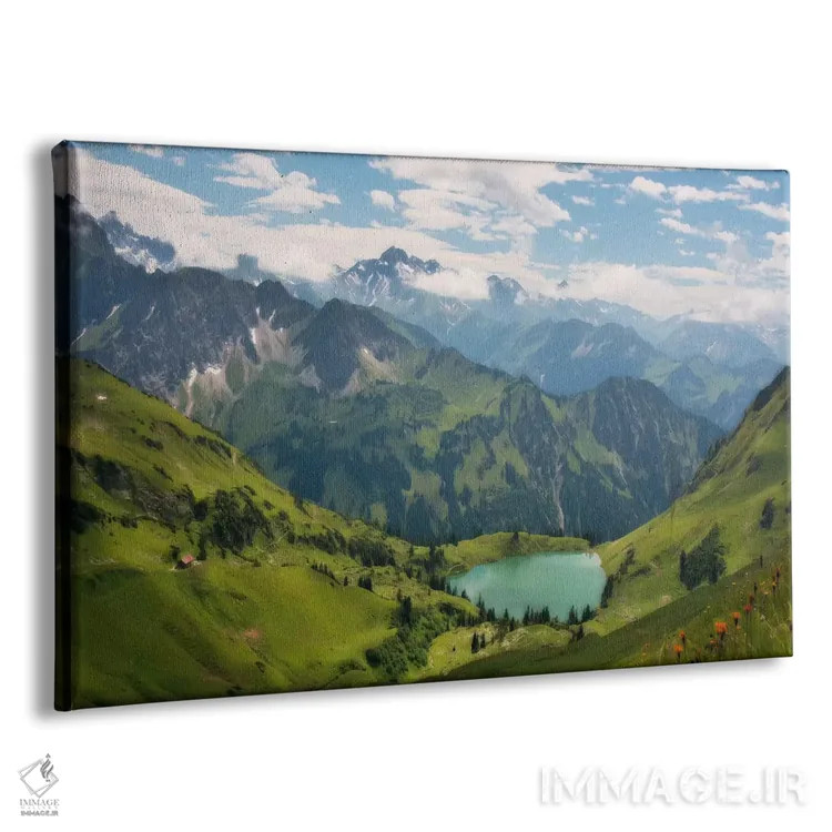 تابلو منظرهٔ کوهستانی آلپ سوئیس در بهار اثر هنرمند ناشناس - نمای پرسپکتیو محصول