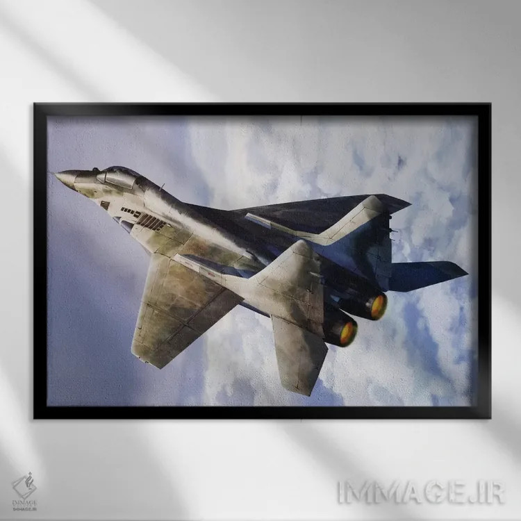 تابلو جنگندهٔ جت میگ ۲۹ روسی اثر هنرمند ناشناس - نمای قابدار مشکی