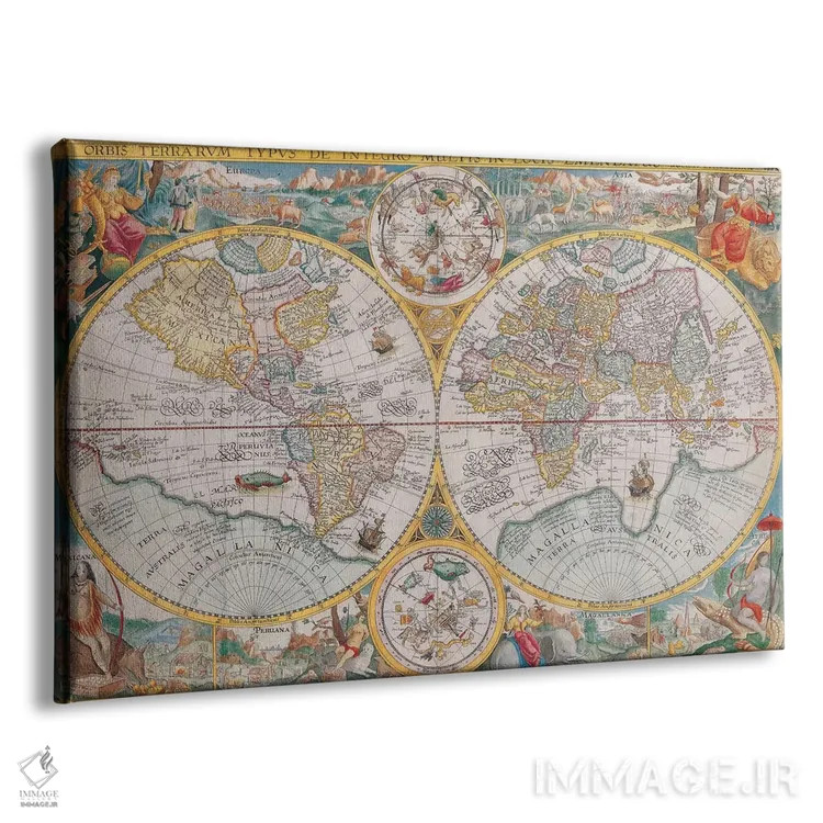 تابلو نقشهٔ قدیمی جهان، ۱۵۹۴ اثر هنرمند ناشناس - نمای پرسپکتیو محصول