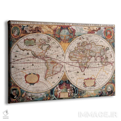تابلو نقشهٔ قدیمی جهان اثر هنریکوس هوندیوس - نمای پرسپکتیو محصول