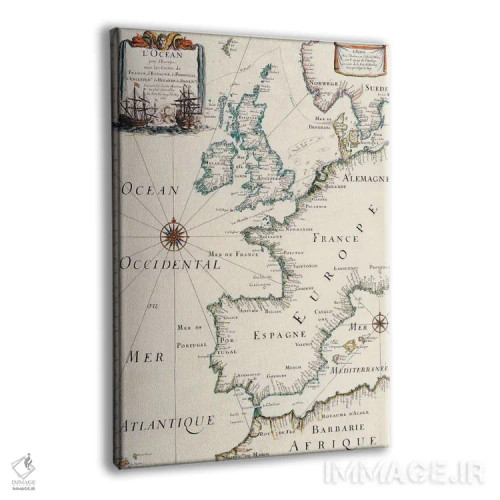 تابلو نقشهٔ قدیمی اروپای غربی اثر هنرمند ناشناس - نمای پرسپکتیو محصول