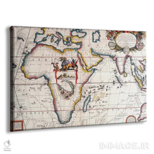 تابلو نقشهٔ قدیمی آسیا و آفریقا اثر هنرمند ناشناس - نمای پرسپکتیو محصول
