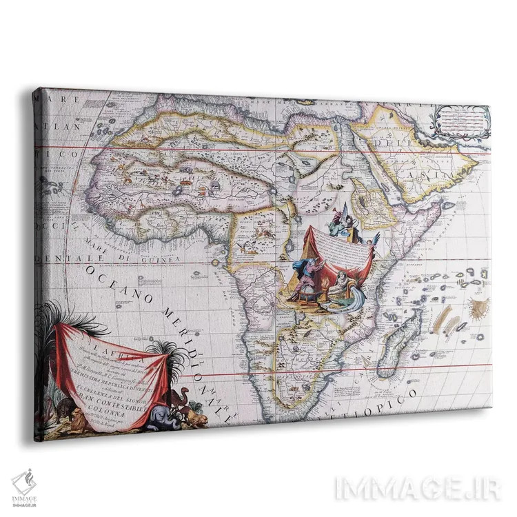 تابلو نقشهٔ قدیمی آفریقا اثر هنرمند ناشناس - نمای پرسپکتیو محصول