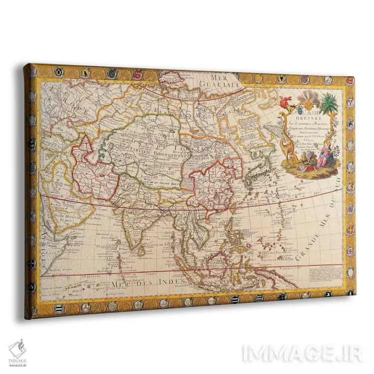 تابلو نقشهٔ قدیمی آسیا اثر هنرمند ناشناس - نمای پرسپکتیو محصول