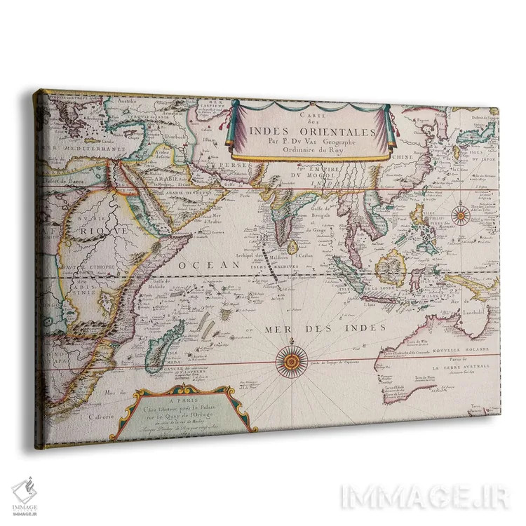 تابلو نقشهٔ قدیمی اقیانوس هند اثر هنرمند ناشناس - نمای پرسپکتیو محصول