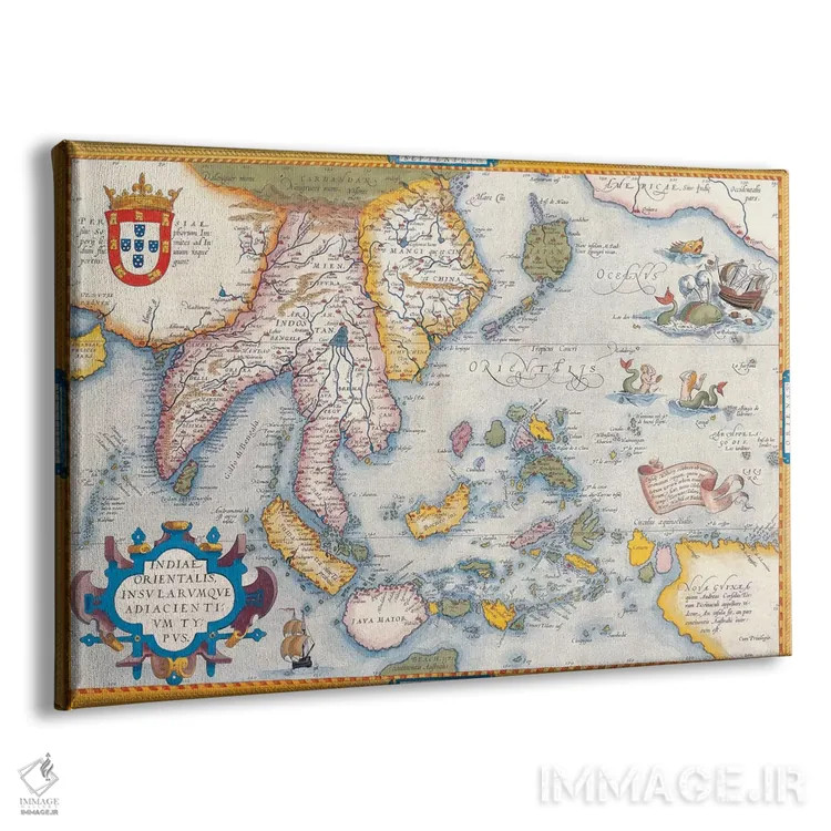 تابلو نقشهٔ قدیمی شرق آسیا اثر هنرمند ناشناس - نمای پرسپکتیو محصول