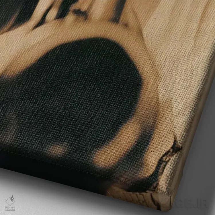 تابلو نوازندهٔ ترومپت جَز (وینتیج) اثر هنرمند ناشناس - نمای نزدیک بافت بوم