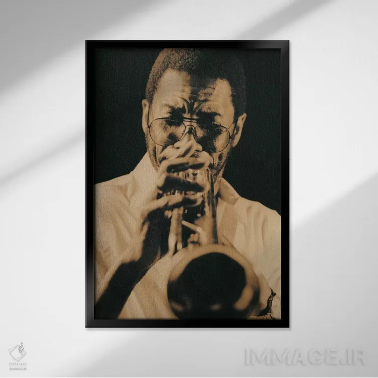 تابلو نوازندهٔ ترومپت جَز (وینتیج) اثر هنرمند ناشناس - نمای قابدار مشکی