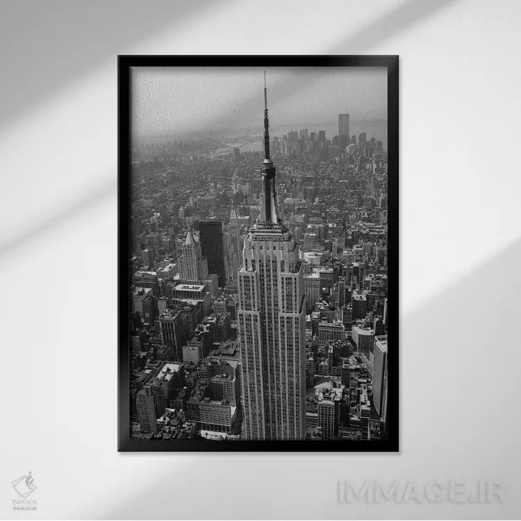 تابلو ساختمان امپایر استیت (نیویورک) اثر کریستوفر بلیس - نمای قابدار مشکی