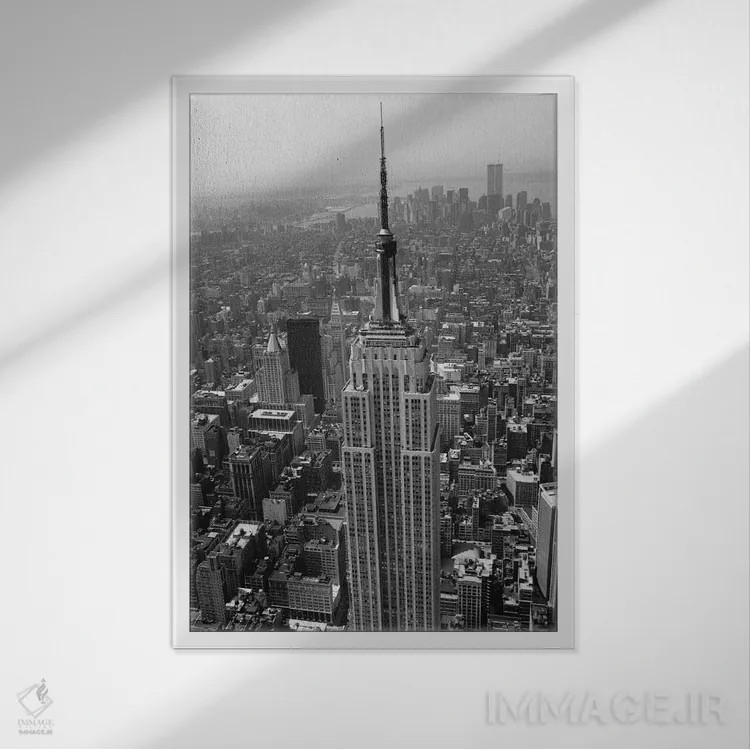 تابلو ساختمان امپایر استیت (نیویورک) اثر کریستوفر بلیس - نمای قابدار سفید