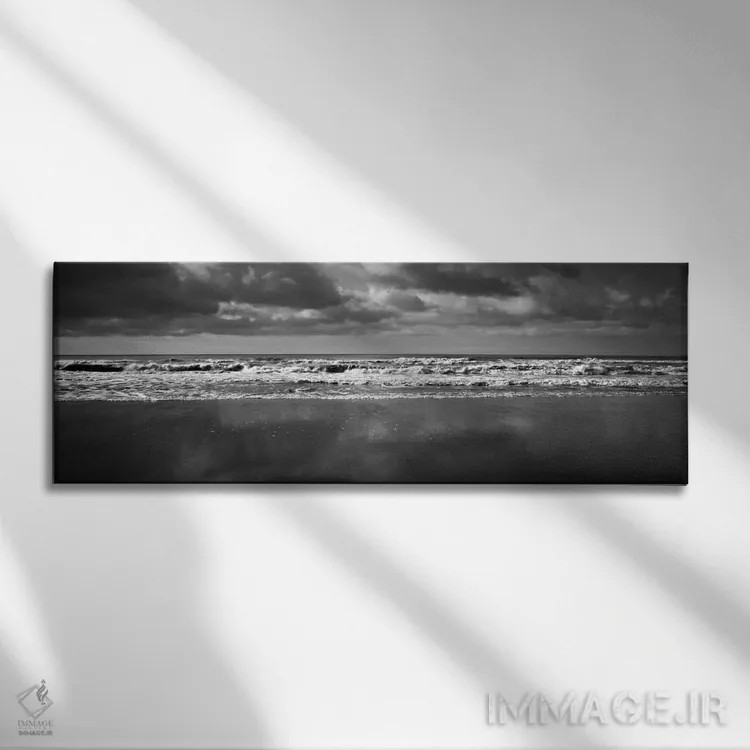 تابلو اقیانوس (سیاه و سفید) اثر مایکل هریسون - نمای روبهرو روی دیوار