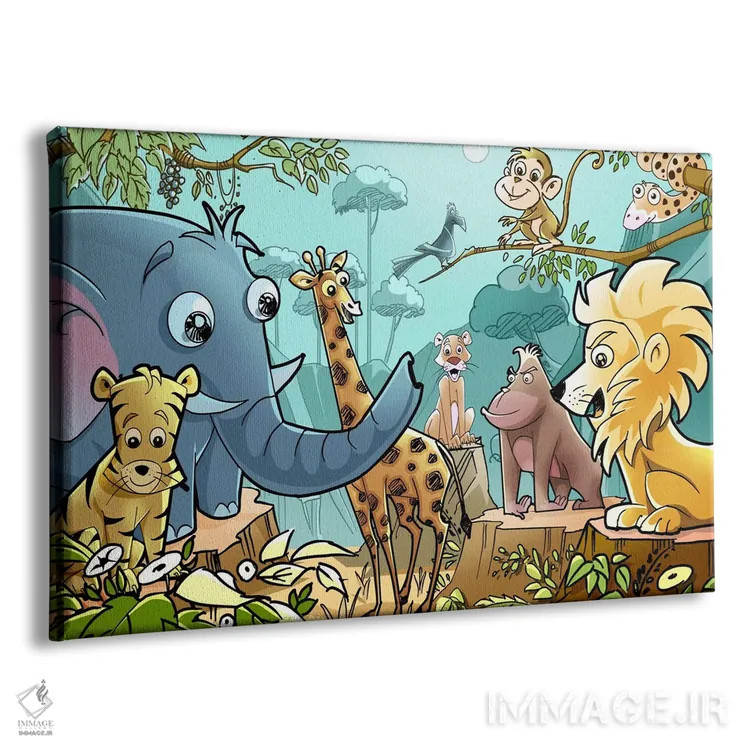تابلو حیوانات جنگلی کارتونی اثر هنرمند ناشناس - نمای پرسپکتیو محصول