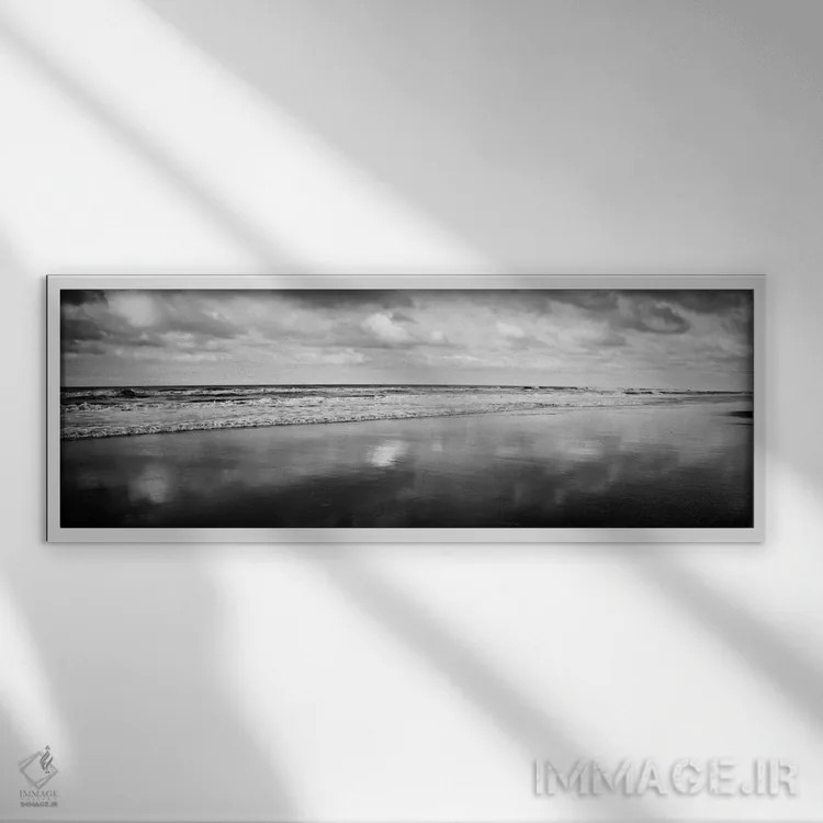تابلو ساحل (سیاه و سفید) اثر مایکل هریسون - نمای قابدار سفید
