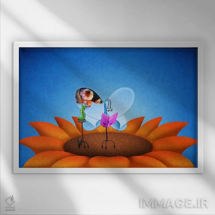 تابلو آرایش پروانهای اثر هنرمند ناشناس - نمای قابدار سفید