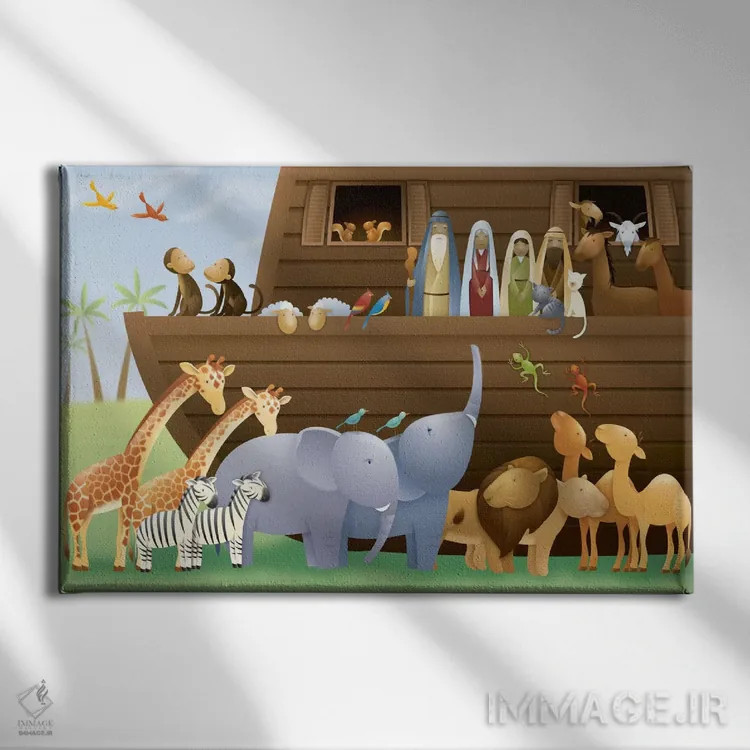 تابلو کشتی نوح (اثری تاریخی) اثر هنرمند ناشناس - نمای روبهرو روی دیوار