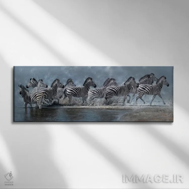 تابلو پرواز گورخرها اثر پیپ مکگری - نمای روبهرو روی دیوار