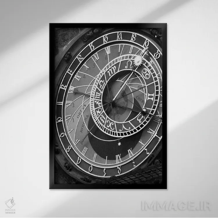 تابلو ساعت نجومی پراگ ۱۱ اثر موایسس لوی - نمای قابدار مشکی