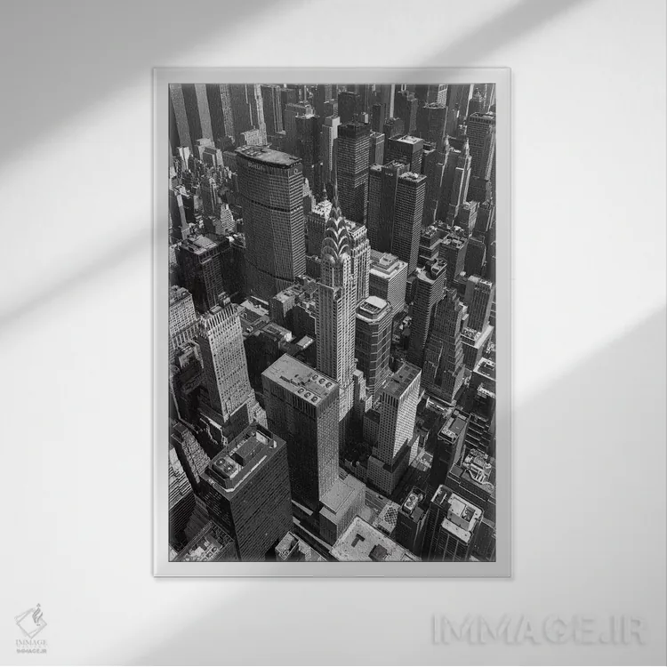 تابلو ساختمان کرایسلر و مرکز منهتن اثر کریستوفر بلیس - نمای قابدار سفید