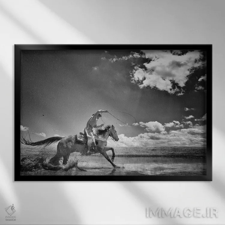 تابلو قدم زدن روی آب اثر دن بالارد - نمای قابدار مشکی