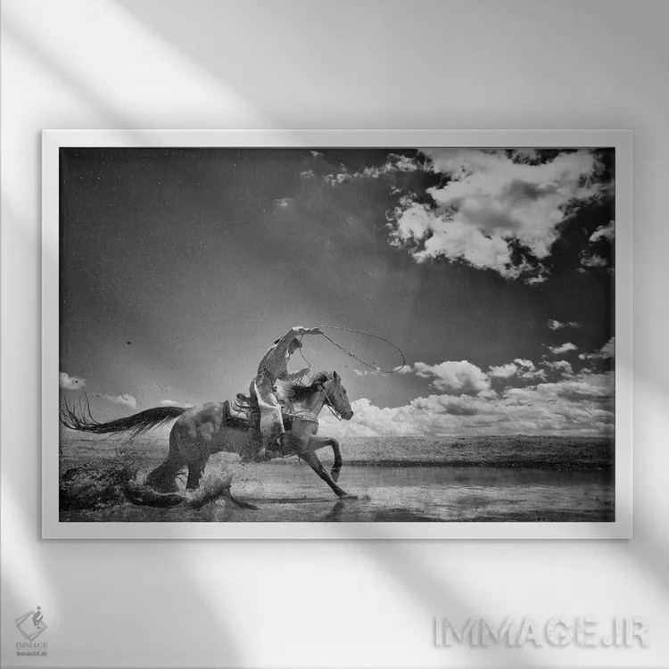 تابلو قدم زدن روی آب اثر دن بالارد - نمای قابدار سفید