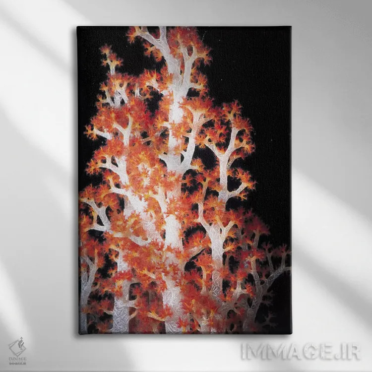 تابلو مرجان قرمز گورگونی شماره ۲ اثر هنرمند ناشناس - نمای روبهرو روی دیوار