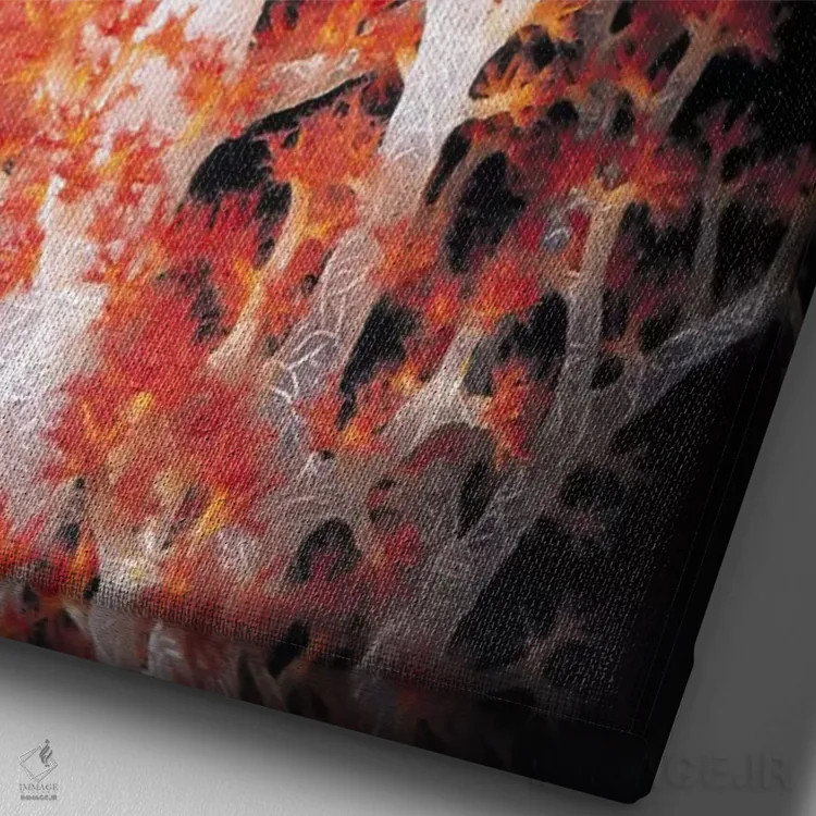 تابلو مرجان قرمز گورگونی شماره ۲ اثر هنرمند ناشناس - نمای نزدیک بافت بوم