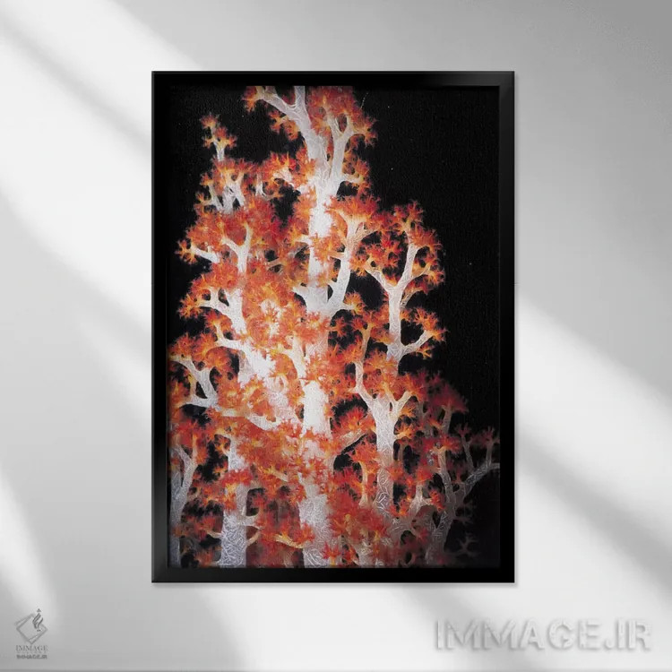 تابلو مرجان قرمز گورگونی شماره ۲ اثر هنرمند ناشناس - نمای قابدار مشکی
