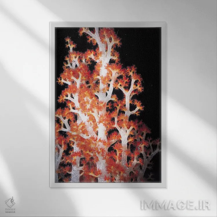 تابلو مرجان قرمز گورگونی شماره ۲ اثر هنرمند ناشناس - نمای قابدار سفید