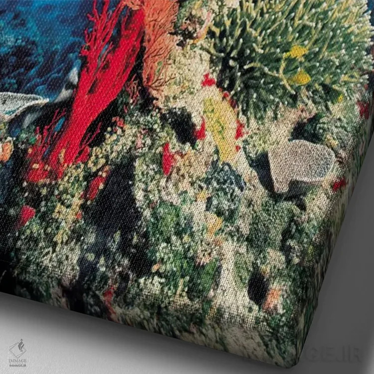 تابلو مرجان قرمز اثر هنرمند ناشناس - نمای نزدیک بافت بوم