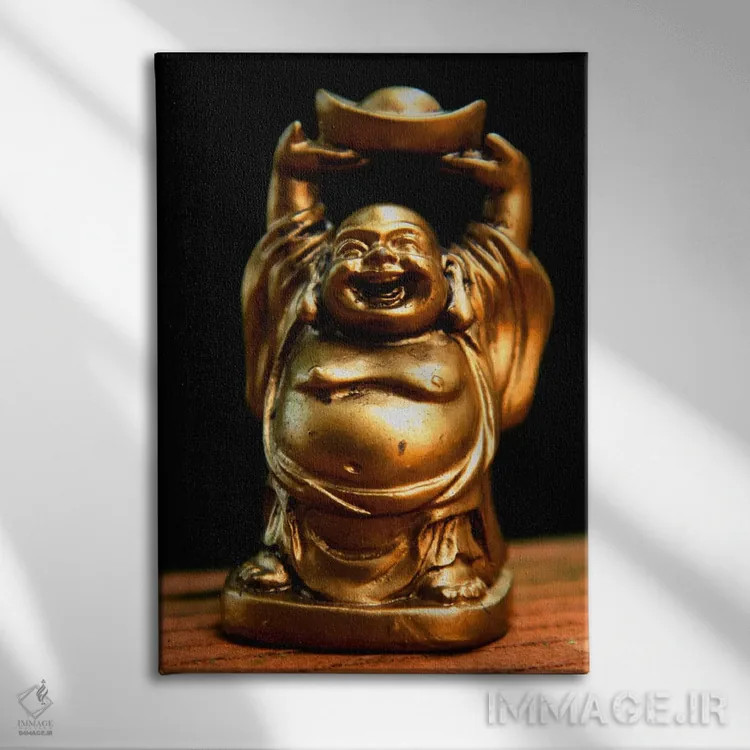 تابلو مجسمه بودای طلایی اثر هنرمند ناشناس - نمای روبهرو روی دیوار