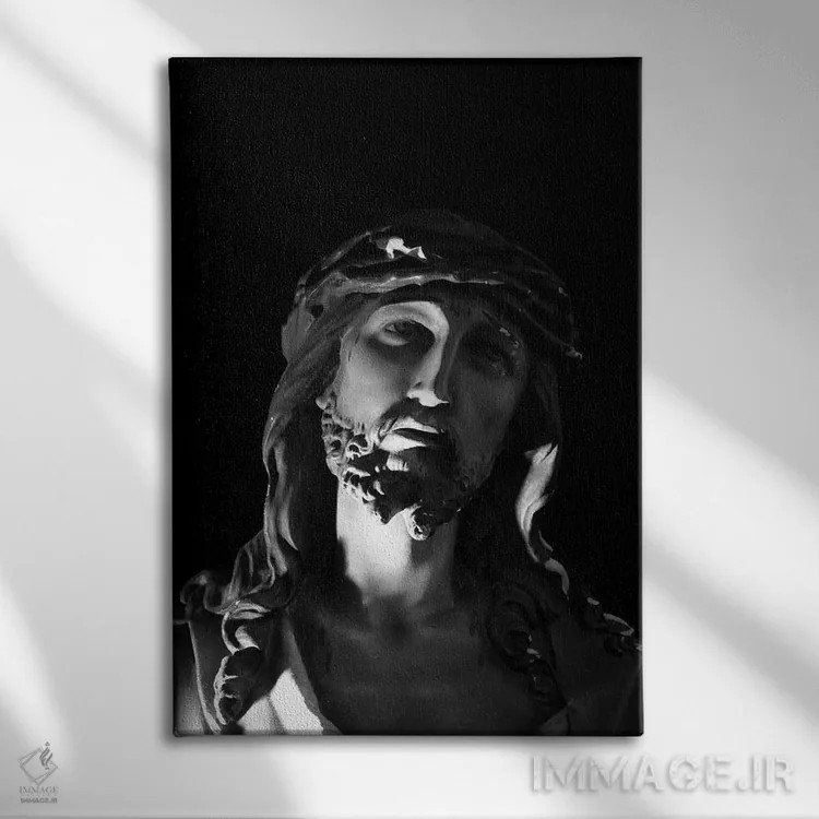 تابلو مجسمهٔ عیسی مسیح اثر هنرمند ناشناس - نمای روبهرو روی دیوار