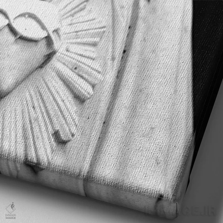 تابلو عیسی مسیح (سیاه و سفید) اثر هنرمند ناشناس - نمای نزدیک بافت بوم