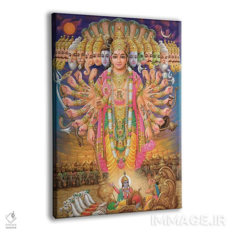 تابلو ایزد ویشنو به صورت ویرات سوا روپ (آیین هندو) اثر هنرمند ناشناس - نمای پرسپکتیو محصول