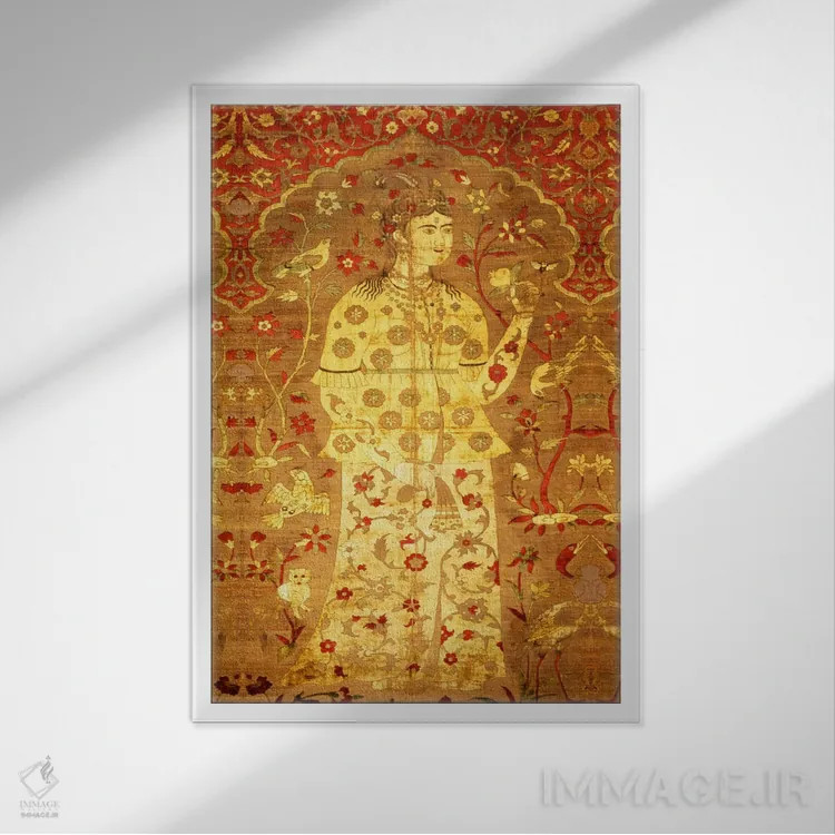 تابلو پارچه مخمل ابریشمی و نقرهای اثر هنرمند ناشناس - نمای قابدار سفید