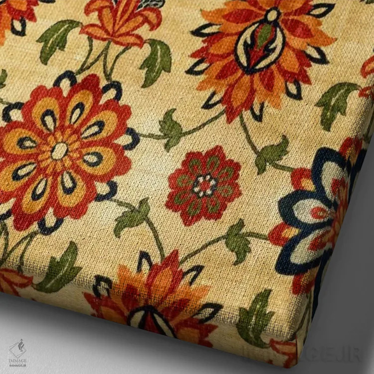 تابلو فرش مخمل ابریشمی هند مغول قرن هفدهم (کپی) اثر هنرمند ناشناس - نمای نزدیک بافت بوم