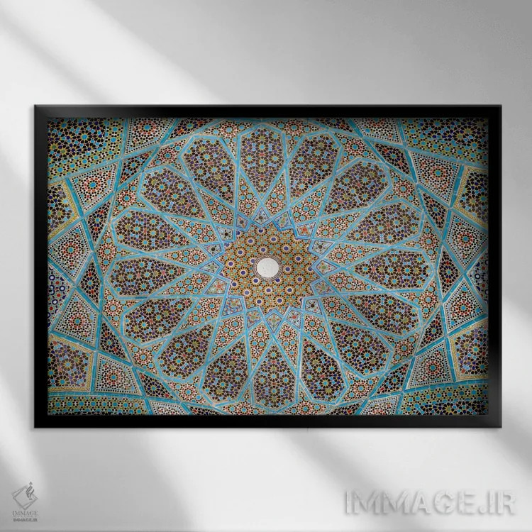 تابلو کاشیکاری آرامگاه حافظ اثر هنرمند ناشناس - نمای قابدار مشکی