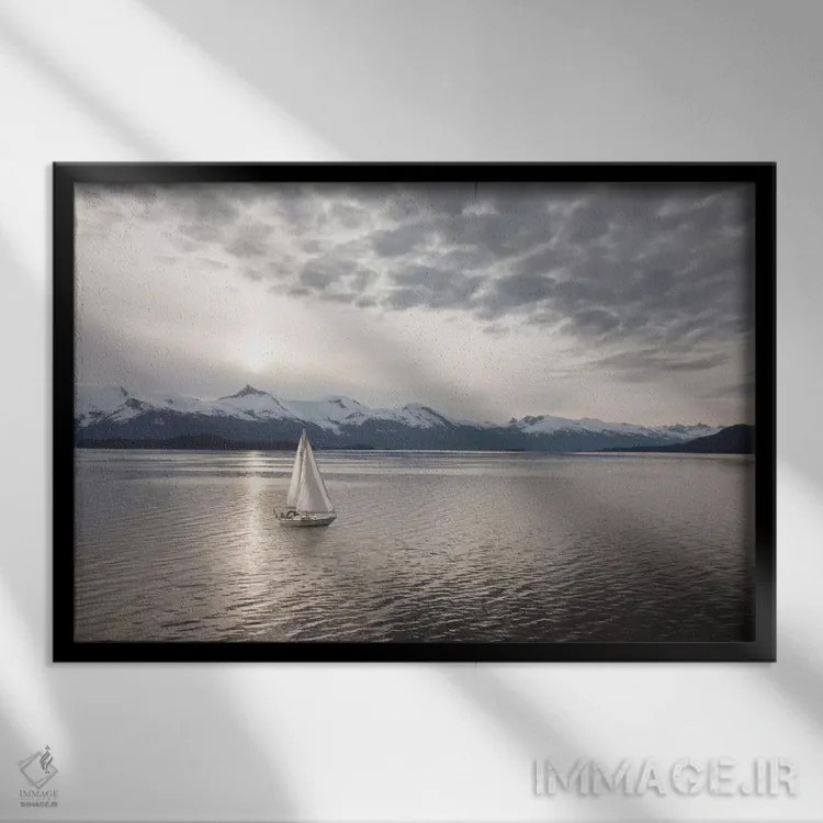 تابلو Alaska '09,کشتیرانی در غروب، آلاسکا ۲۰۰۹ اثر مونته ناگلر - نمای قابدار مشکی