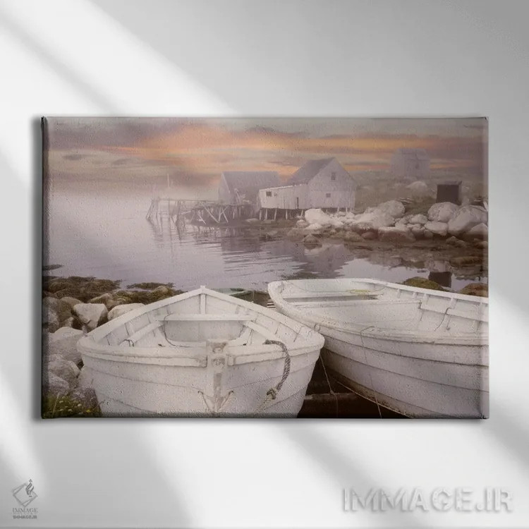 تابلو Nova Scotia '11,دو قایق هنگام طلوع خورشید، نوا اسکوشیا ۲۰۱۱ اثر مونته ناگلر - نمای روبهرو روی دیوار