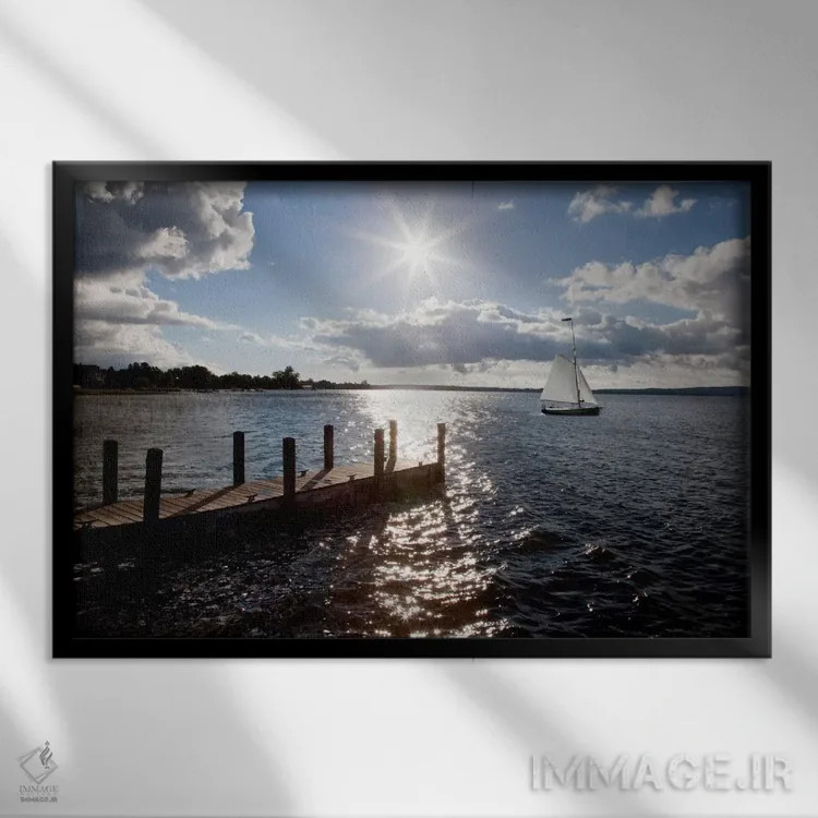 تابلو Michigan '10,طلوع آفتاب در دریاچه کروکد کانوی، میشیگان ۲۰۱۰ اثر مونته ناگلر - نمای قابدار مشکی