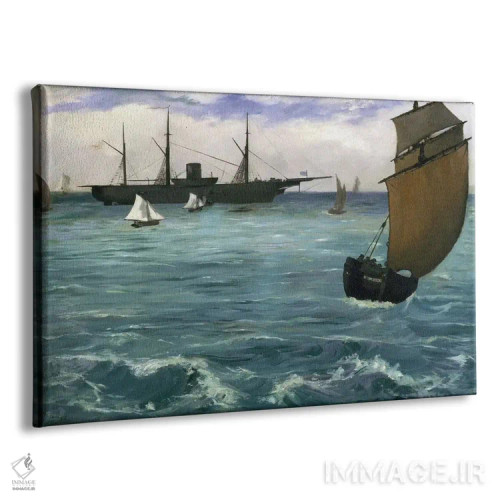 تابلو کشتی کییِرسارج در بولونی اثر ادوارد مانه (نقاش معروف فرانسوی) - نمای پرسپکتیو محصول