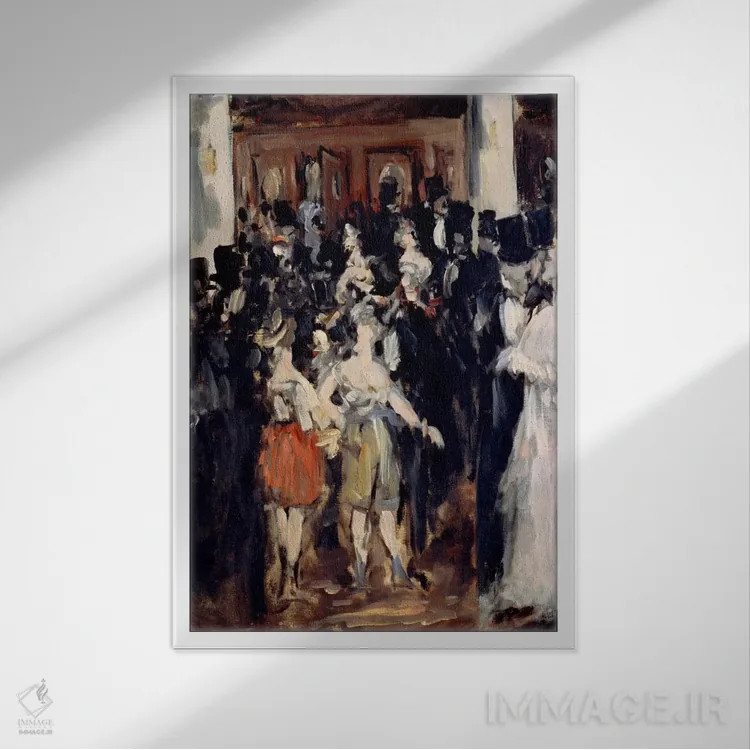 تابلو جشن بالماسکه در اپرا اثر ادوارد مانه (نقاش معروف فرانسوی) - نمای قابدار سفید